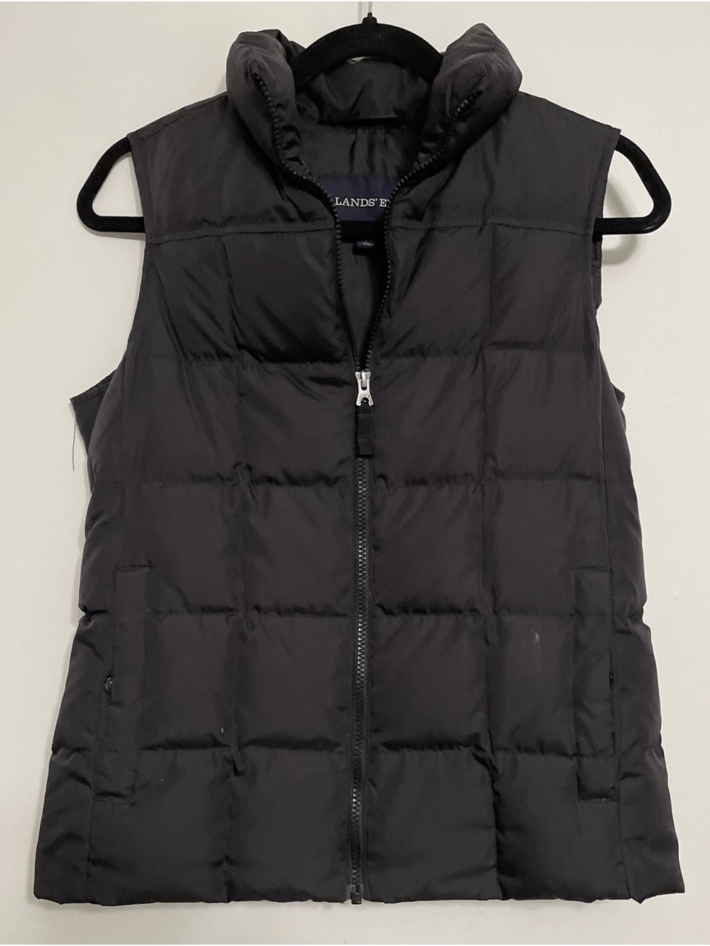 Lands' End Black Quilted Puffer Vest